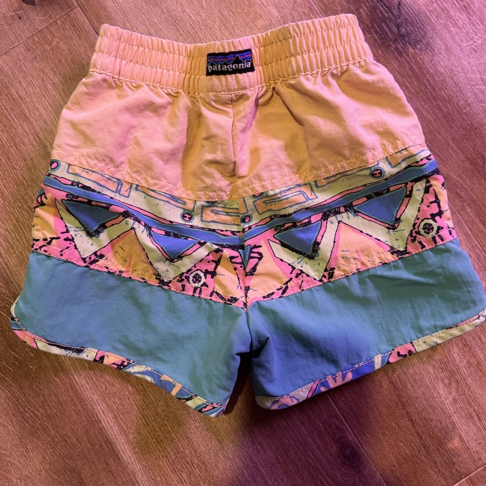 Patagonia Kids Swim Trunks in Yellow, Teal, Pink